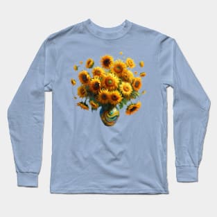 Boho Sunflowers Cottagecore Flower Shirt, Mothers Day Gifts, Mom Shirt, Gardening Shirt, Mothers Day Garden Gift for Her, Flower Bouquet Long Sleeve T-Shirt